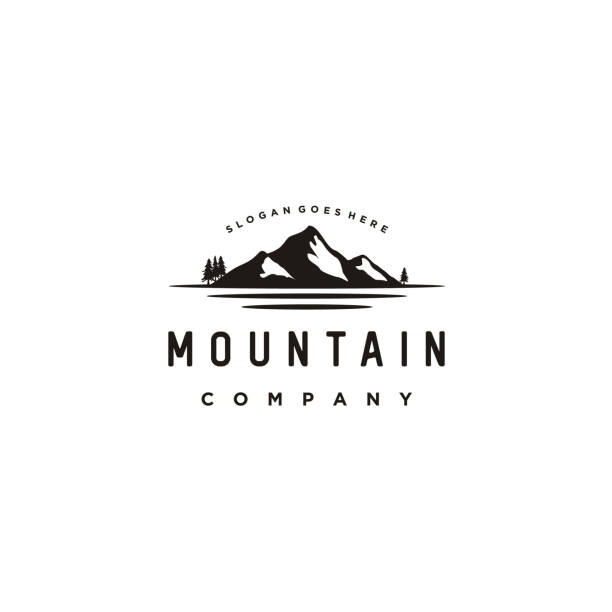 горное море дизайн вдохновения фондовой иллюстрации гора, логотип, река, дерево, хилл - snow valley mountain mountain peak stock illustrations