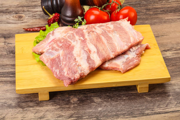 Raw pork ribs for cooking