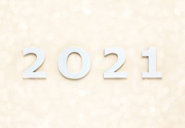istock Happy New Shining  composition on Set Sail Champagne color background 1289243854