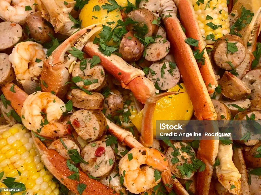 Seafood Boil Seafood Boil background Seafood Stock Photo