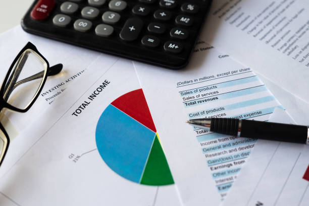 istock Financial accounting stock market with graphs analysis 1289245502