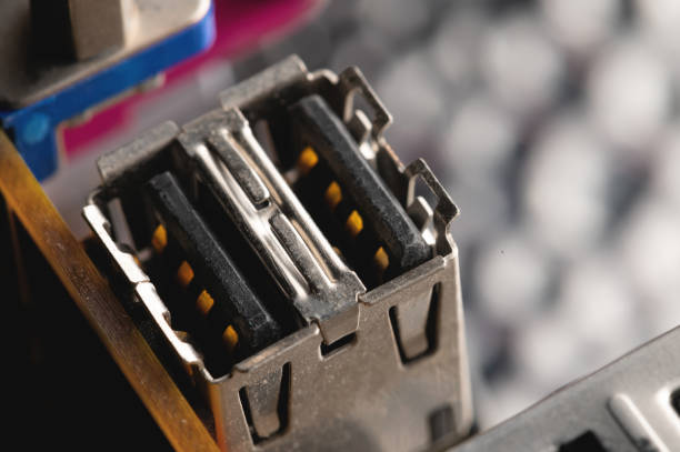 usb 2.0 connectors on the motherboard close-up.