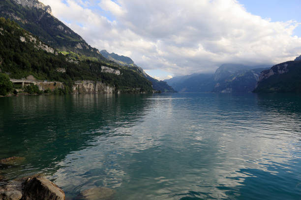 istock Alpine mountain range and large lake, Vierwaldstattersee 1289249523