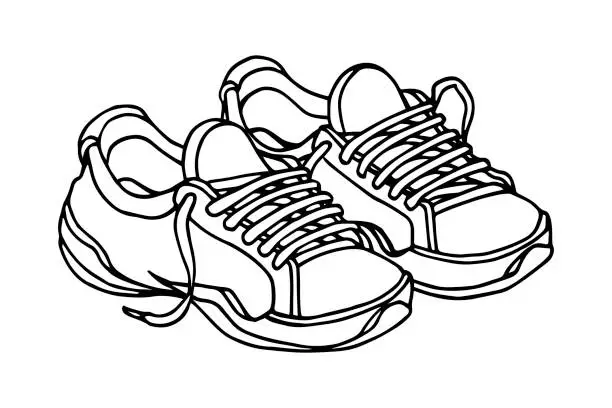 Vector illustration of a pair of modern sneakers with laces