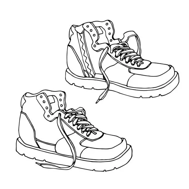 Vector illustration of a pair of modern sneakers with laces