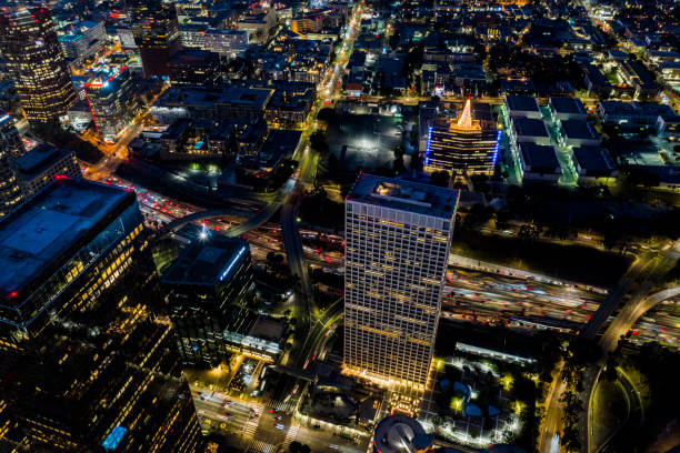 istock Los Angeles Skyline Aerial Video Sunset 1289258530