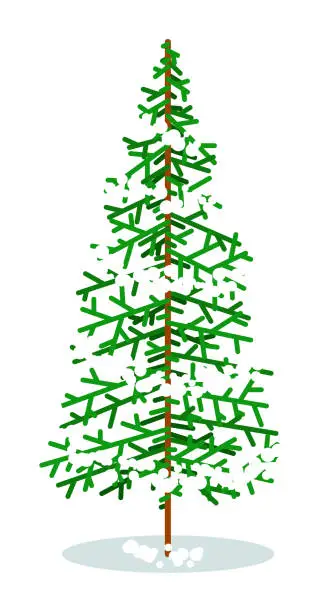 Vector illustration of Isolated simple christmas tree under snow cover