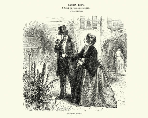 istock Mature Victorian couple walking in the garden arm in arm 1289270207