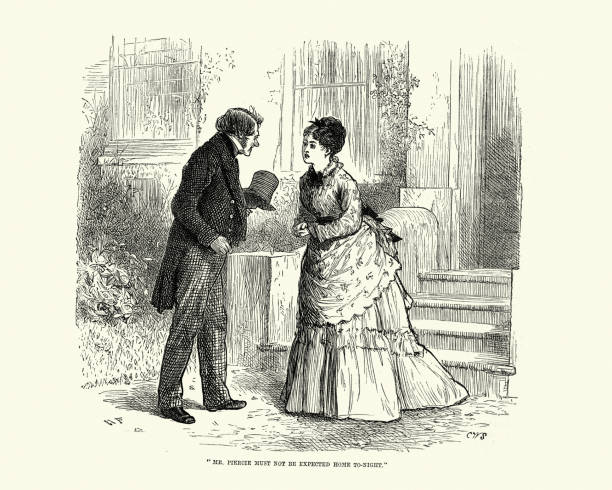 istock Victorian man and woman talking, 1873, 19th Century 1289270941