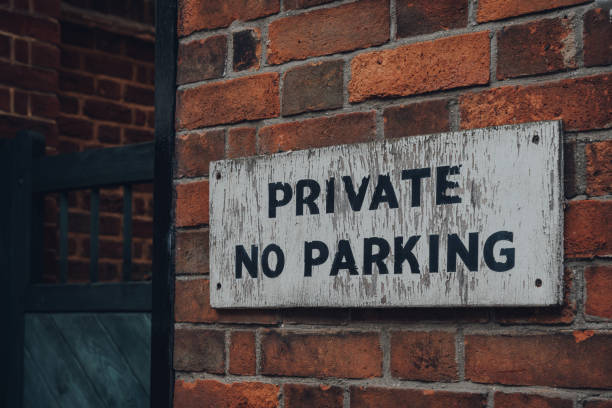 istock Private no parking sign on a wall of a building. 1289271114