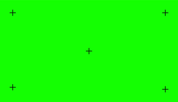 Chroma key, blank green background with motion tracking points. Visual effects compositing. Screen backdrop template. Vector illustration Chroma key, blank green background with motion tracking points. Visual effects compositing. Screen backdrop template. Vector illustration balance borders stock illustrations