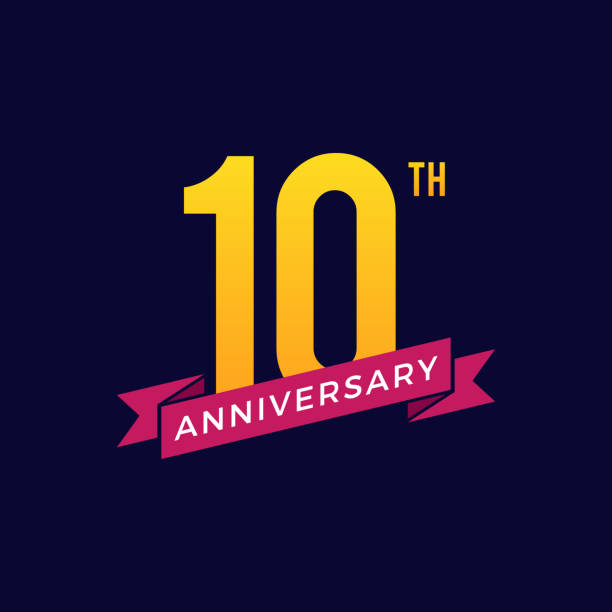 10th Years Anniversary Celebration Vector Illustration Design Template. 10th Years Anniversary Celebration Vector Illustration Design Template On Blue Background. Vector eps 10. 10th anniversary stock illustrations