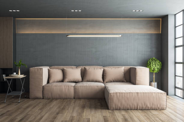 istock Modern living room interior with beige couch. 1289274903
