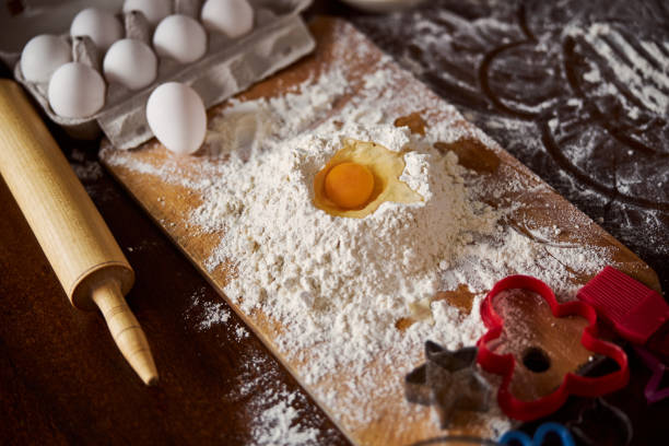 istock Flour and eggs for starters of making dough 1289280796