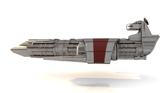 Isolated combat spaceship for sci-fi projects