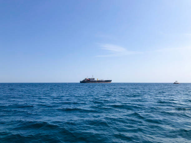 istock The ship on horizon in Black sea. Crimea 1289283037