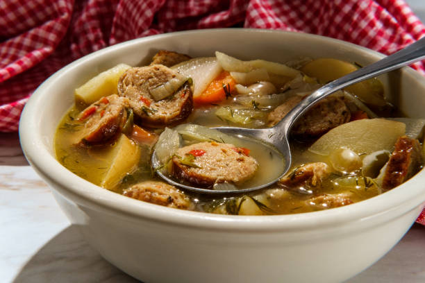 istock Vegetable Sausage Noodle Soup 1289288133