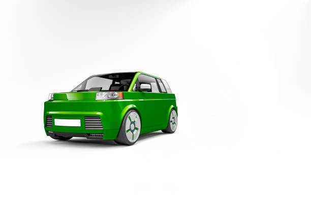 istock Low Angle Front 3/4 of green City Car isolated on white background. 1289294027
