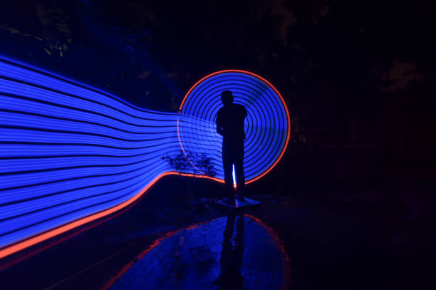 istock People with beautiful circle light painting 1289303516