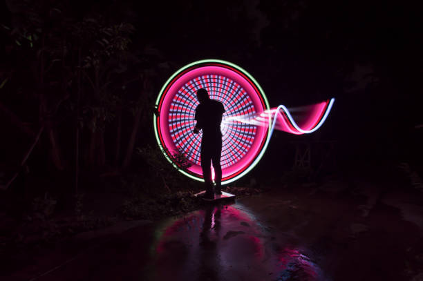 istock People with beautiful circle light painting 1289303519