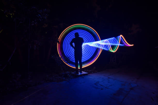 istock People with beautiful circle light painting 1289303609