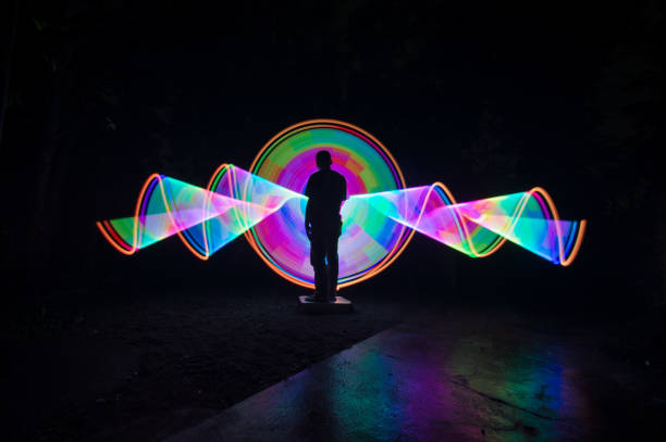 istock People with beautiful circle light painting 1289303666