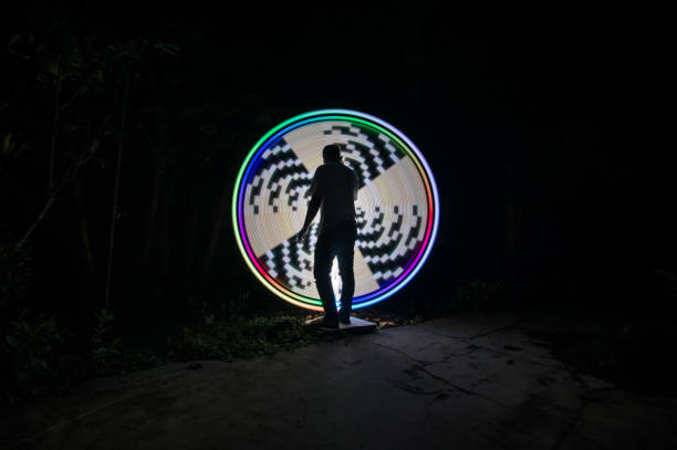 istock People with beautiful circle light painting 1289303686