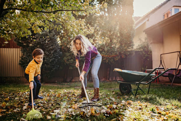 istock Mother and son playing in backyard with gardening equipment 1289304533