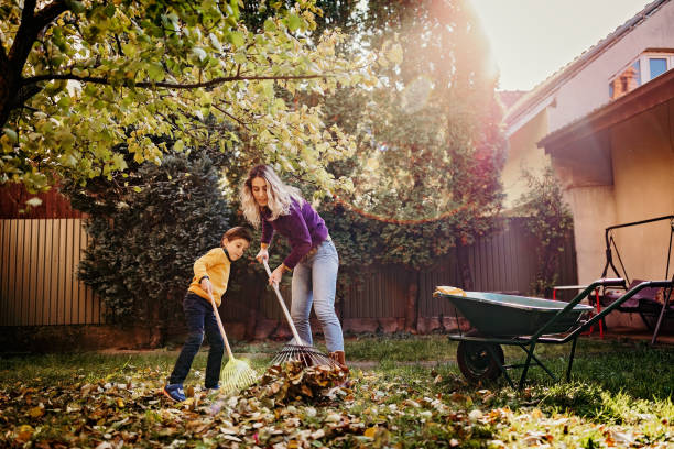 istock Mother and son playing in backyard with gardening equipment 1289305409
