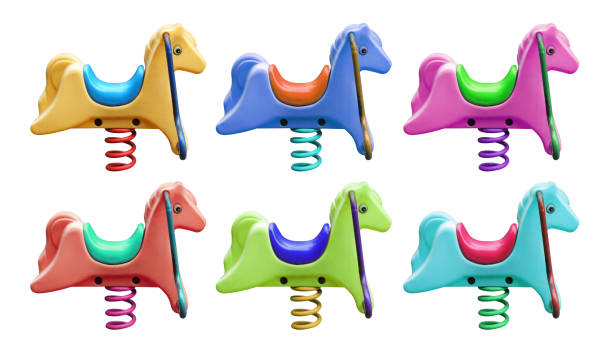 plastic rocking horse isolated on white background
