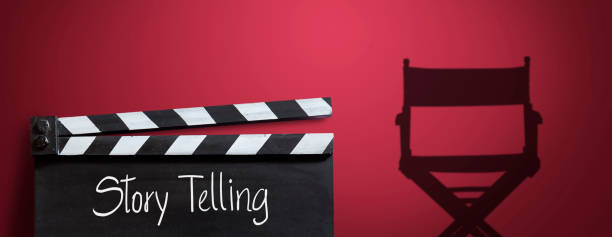 istock story telling text title on film slate and director chairs 1289317470