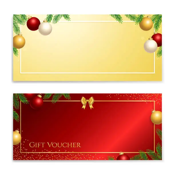 Vector illustration of Christmas and new year gift certificate, voucher, gift card or cash coupon template in vector format