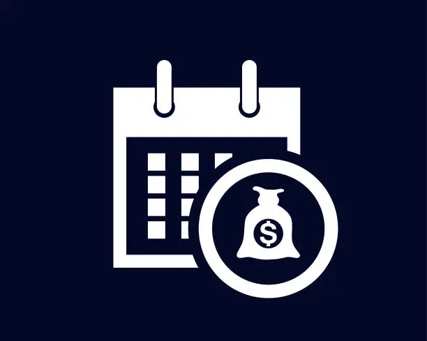 Vector illustration of Calendar showing days of the month with a dollar sign in a circle