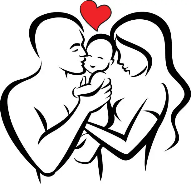 Vector illustration of Family - Mom, Dad and Baby
