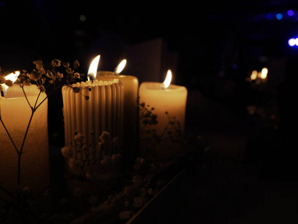 istock Atmospheric table decoration with Candlelights at a marriage 1289337209