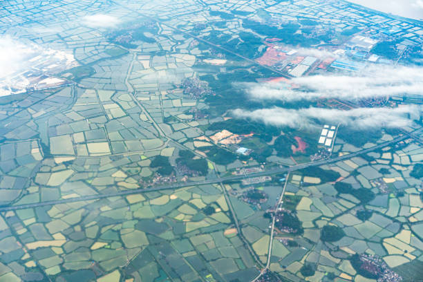 istock Aerial photography landscape river sky clouds 1289337812