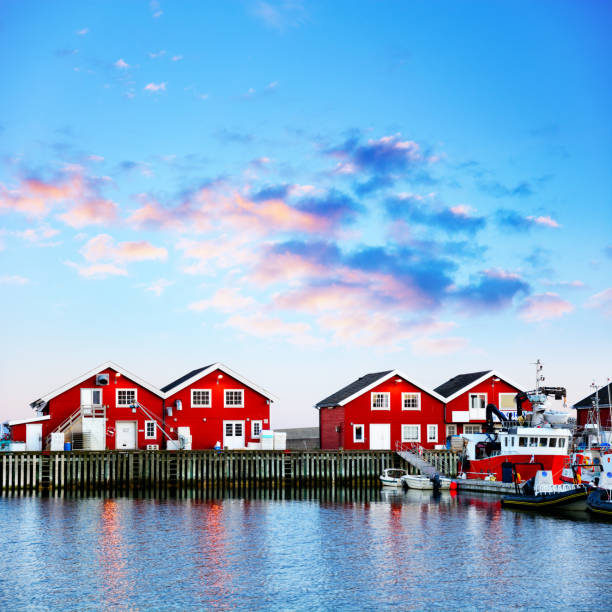 бодо-харбор, норвегия - fishing hut стоковые фото и изображения