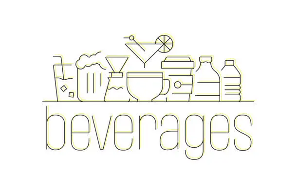 Vector illustration of Beverages Line Icon Design