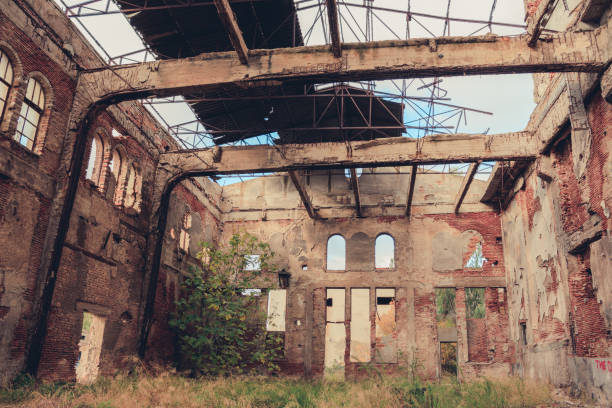 abandoned and ruined industry area
