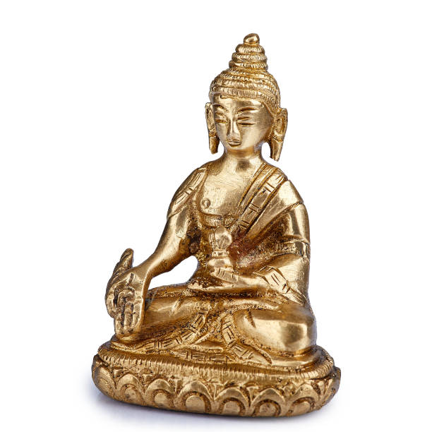 istock Hindu Gold Statue figurine sculpture on white background 1289340469