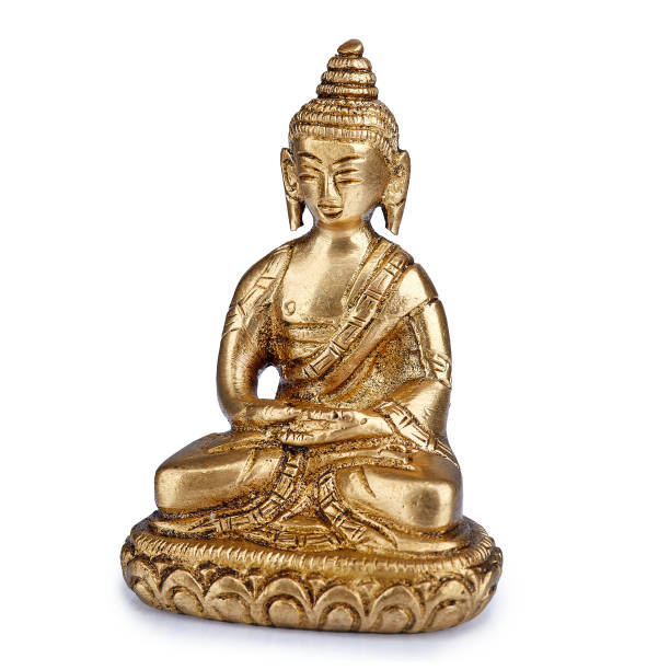 istock Hindu Gold Statue figurine sculpture on white background 1289340479