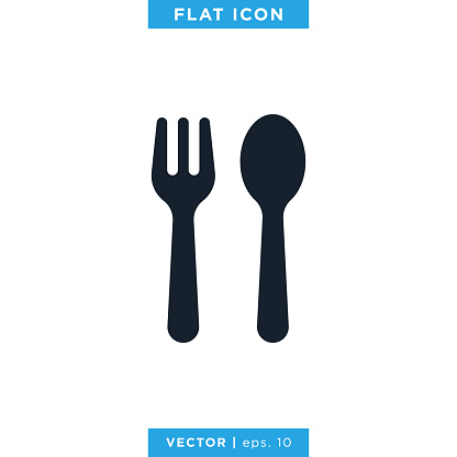 Spoon and Fork Icon Vector Stock Illustration Design Template. Editable Stroke. Vector eps 10.