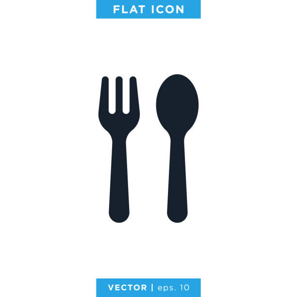 Spoon and Fork Icon Vector Stock Illustration Design Template. Editable Stroke. Spoon and Fork Icon Vector Stock Illustration Design Template. Editable Stroke. Vector eps 10. spoon stock illustrations