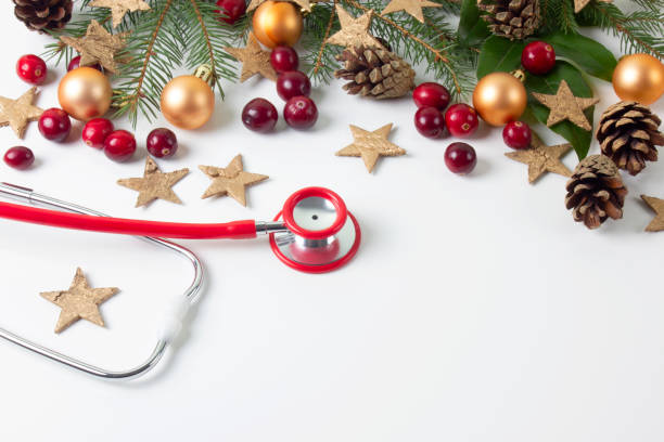 istock Stethoscope with Christmas decorations. Christmas and New Year concept. 1289344098