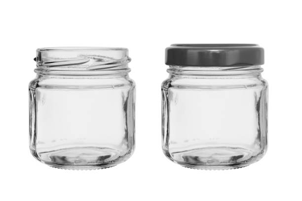 istock Set of two glass jars isolated on a white background 1289345252