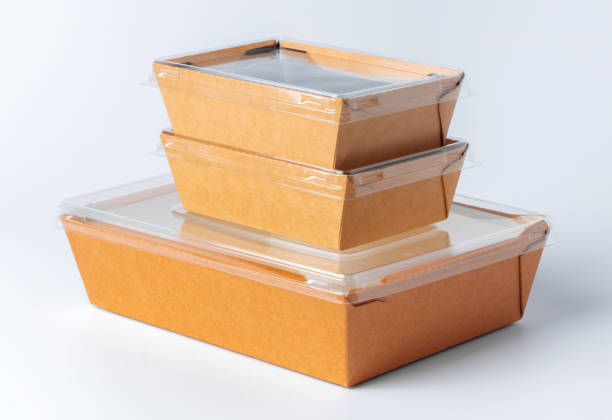 istock Cardboard brown food box pack isolated on white background 1289346748