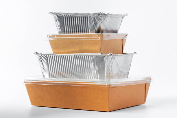 istock Assortment of food delivery containers on white background 1289347178