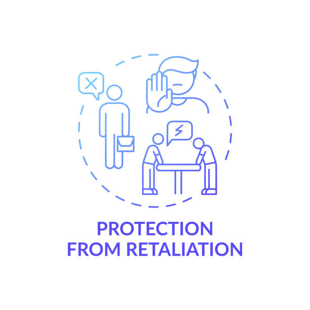 Protection from retaliation concept icon Protection from retaliation concept icon. Understand your responsibilities on your work. Treat employees consistently idea thin line illustration. Vector isolated outline RGB color drawing revenge stock illustrations