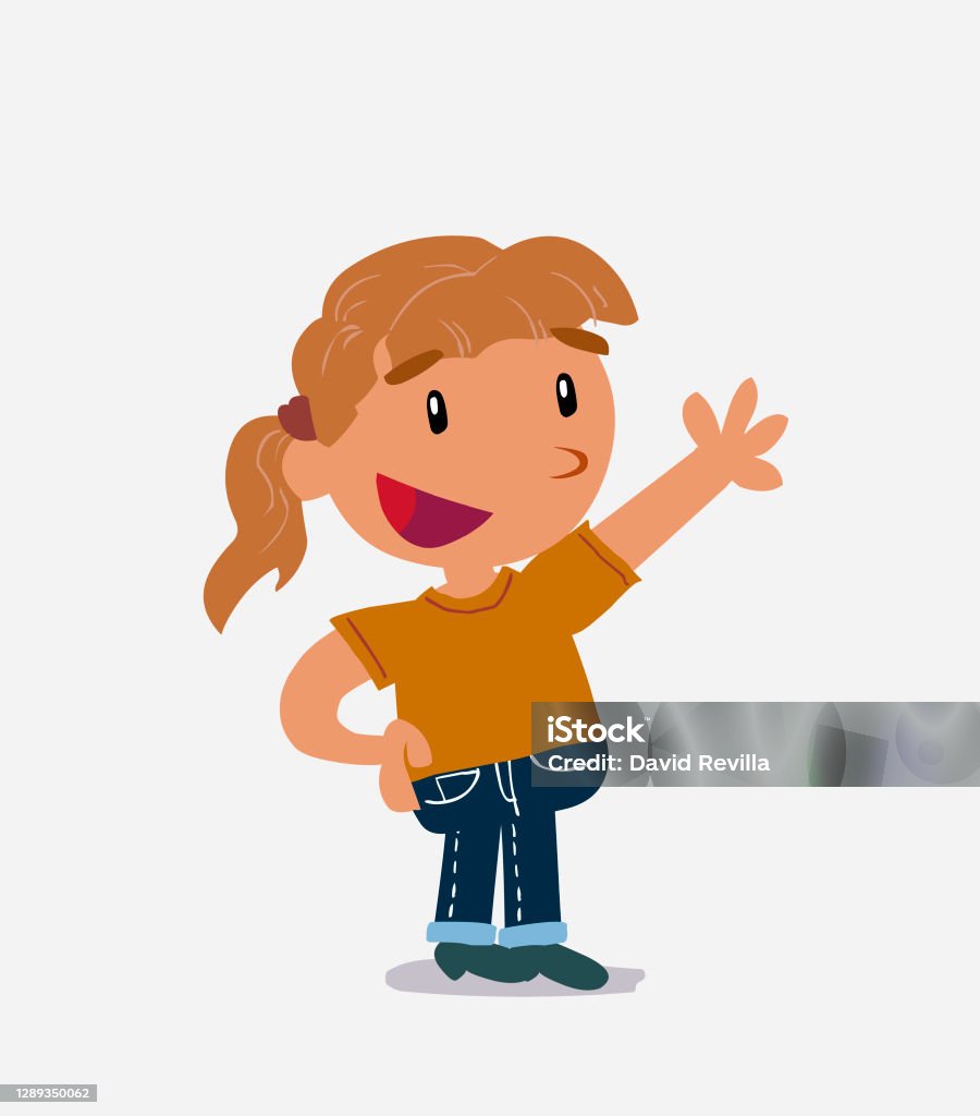 Ilustración de Carácter De Dibujos Animados De La Niña En Jeans Explicando Algo Mientras Señala y más Vectores Libres de Derechos de Familia - iStock Ilustración de Carácter De Dibujos Animados De La Niña En Jeans Explicando Algo Mientras Señala y más Vectores Libres de Derechos de Familia - iStock