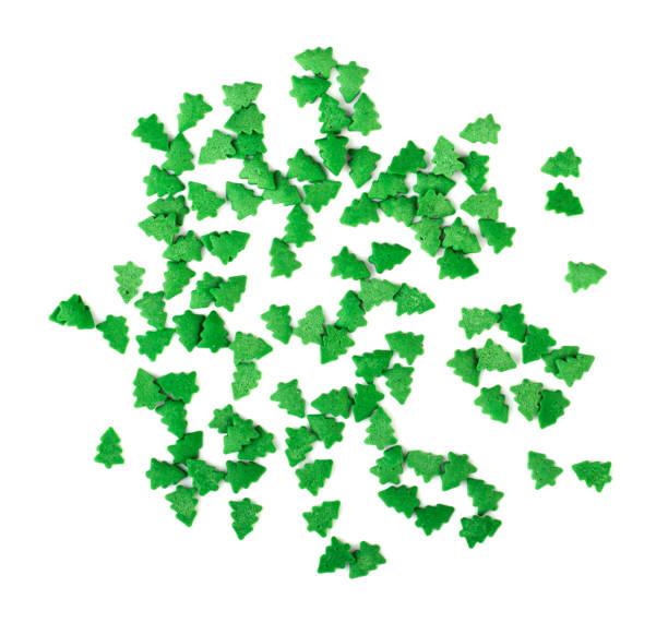 istock Christmas green confetti tree isolated on white background 1289352696